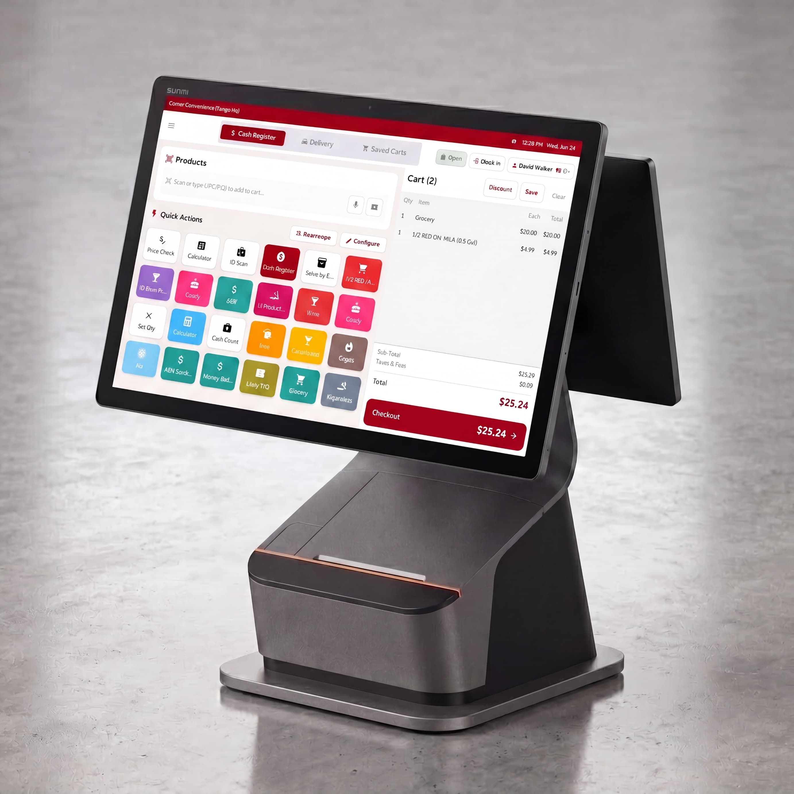 Nightcap POS running on the Nightcap dual-screen terminal